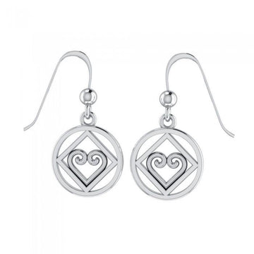 NA Recovery Heart Silver Earrings TER078 - Jewelry